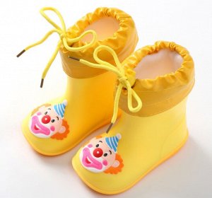 Детские резиновые сапоги с теплым носочком-вкладышем, принт "Клоун", цвет желтый