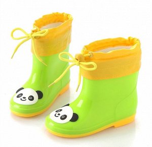 Резиновые сапоги для детей с теплым носочком-вкладышем, принт "Панда", цвет зеленый