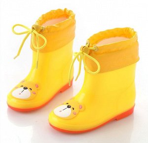 Резиновые сапоги для детей с теплым носочком-вкладышем, принт "Львенок", цвет желтый