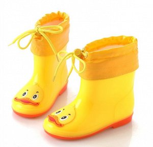Резиновые сапоги для детей с теплым носочком-вкладышем, принт "Утенок", цвет желтый