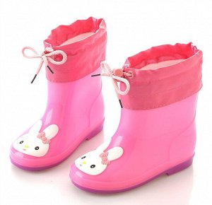 Резиновые сапоги для детей с теплым носочком-вкладышем, принт "Зайка", цвет розовый