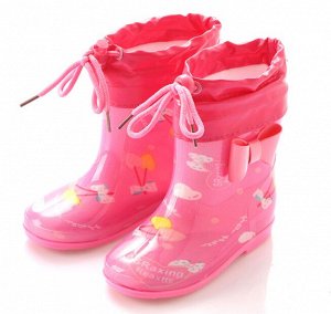 Резиновые сапоги для детей с теплым носочком-вкладышем, принт "Заколочки", цвет розовый