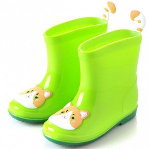 Резиновые сапоги для детей, принт "Котенок", цвет зеленый