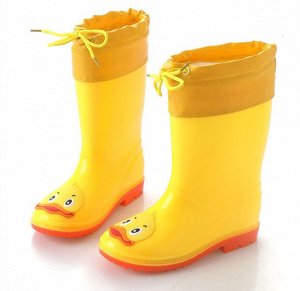 Резиновые высокие сапоги для детей с теплым носочком-вкладышем, принт "Утенок", цвет желтый