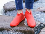 Уличные многоразовые короткие бахилы из резины для обуви, цвет красный