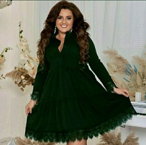 Платье Материал: лайт, длина 105 см, цвет зеленый
