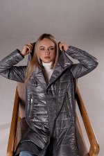 Куртка деми с трикотажными вставками  цвет &quot;металлик&quot;