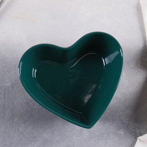 Салатник «Сердце», 9?20,5 см, 4 вилочки, цвет зелёный