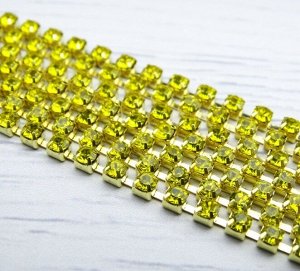 ЦС008ЗЦ3 Стразовые цепочки (золото), цвет: желтый, размер 3 мм, 30 см/упак.