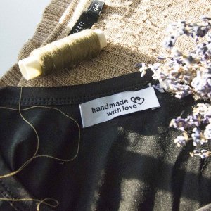 10000084 Бирка текстильная для готовых изделий ручной работы "Handmade with love", серый, 5 штук