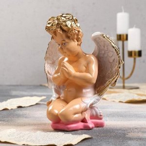 Статуэтка "Ангел молящийся на коленях" бежевая, 25 см, микс