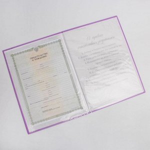 Папка под свидетельство о рождении, цвет нежно-фиолетовый, А4, 22,3 х 31,6 см