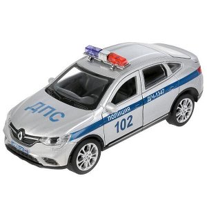 ARKANA-12POL-SR Машина металл RENAULT ARKANA ПОЛИЦИЯ 12 см, двери, багаж, серебристый, кор. Технопарк в кор.2*36шт