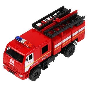 KAM43502-15FIR-RD Машина металл KAMAZ 43502 ПОЖАРНАЯ АЦ 15 см, двери, подвиж дет, инерц, кор. Технопарк в кор.2*30шт