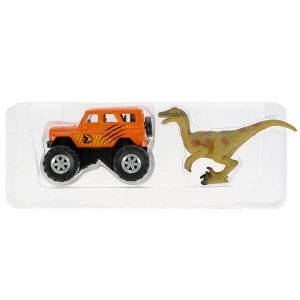 SB-17-01-UH+DINO(WB) Машина металл UAZ хантер, 7,5 см + динозавр 9 см, кор. Технопарк в кор.2*24шт