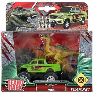 SB-17-02-BUP+DINO(WB) Машина металл UAZ ПИКАП, 7,5 см + динозавр 9 см, кор. Технопарк в кор.2*24шт