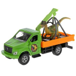 SB-18-23-G+DINO(WB) Машина металл газон NEXT эвак., 14,5 см, двери, баг., инерц.+диноз. 9 см,. Технопарк в кор.2*24шт