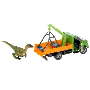 SB-18-23-G+DINO(WB) Машина металл газон NEXT эвак., 14,5 см, двери, баг., инерц.+диноз. 9 см,. Технопарк в кор.2*24шт