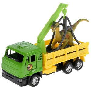 SB-19-29+DINO(WB) Машина металл KAMAZ ЭВАКУАТОР, 12 см, двери, инерц.+ диноз. 9 см, кор Технопарк в кор.2*24шт