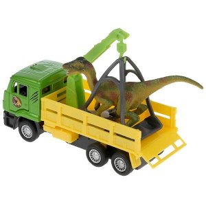 SB-19-29+DINO(WB) Машина металл KAMAZ ЭВАКУАТОР, 12 см, двери, инерц.+ диноз. 9 см, кор Технопарк в кор.2*24шт