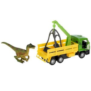 SB-19-29+DINO(WB) Машина металл KAMAZ ЭВАКУАТОР, 12 см, двери, инерц.+ диноз. 9 см, кор Технопарк в кор.2*24шт