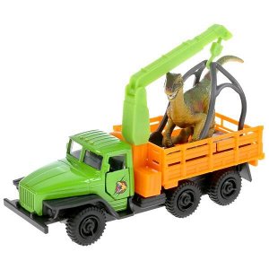 SB-20-01+DINO(WB) Машина металл УРАЛ 5557 борт., 12 см, двери, инерц.+диноз. 9 см, кор Технопарк в кор.2*24шт