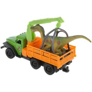 SB-20-01+DINO(WB) Машина металл УРАЛ 5557 борт., 12 см, двери, инерц.+диноз. 9 см, кор Технопарк в кор.2*24шт