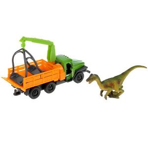 SB-20-01+DINO(WB) Машина металл УРАЛ 5557 борт., 12 см, двери, инерц.+диноз. 9 см, кор Технопарк в кор.2*24шт