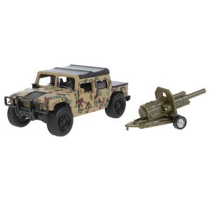 SB-18-09-H1+CANNON-WB Машина металл HUMMER h1 вс ПИКАП, 11 см, дв., баг., инер.+пушка, кор Технопарк в кор.2*12шт