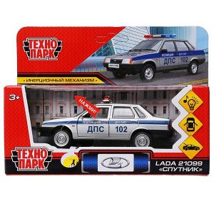 21099-12SLPOL-SR Машина металл свет-звук LADA-21099 "СПУТНИК" ПОЛИЦИЯ 12 см, двери, кор. Технопарк в кор.2*36шт