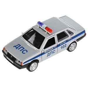 21099-12SLPOL-SR Машина металл свет-звук LADA-21099 "СПУТНИК" ПОЛИЦИЯ 12 см, двери, кор. Технопарк в кор.2*36шт