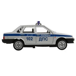 21099-12SLPOL-SR Машина металл свет-звук LADA-21099 "СПУТНИК" ПОЛИЦИЯ 12 см, двери, кор. Технопарк в кор.2*36шт