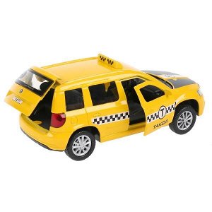 YETI-12SLTAX-YE Машина металл свет-звук SKODA YETI ТАКСИ 12 cm, двери, багаж, инерц, в кор. Технопарк в кор.2*36шт