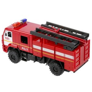 KAM43502-15SLFIR-RD Машина металл свет-звук KAMAZ 43502 ПОЖАРНАЯ АЦ 15 см, двери, инерц, кор. Технопарк в кор.2*30шт