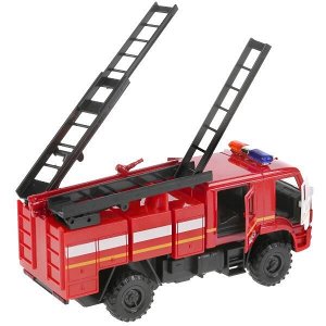 KAM43502-15SLFIR-RD Машина металл свет-звук KAMAZ 43502 ПОЖАРНАЯ АЦ 15 см, двери, инерц, кор. Технопарк в кор.2*30шт