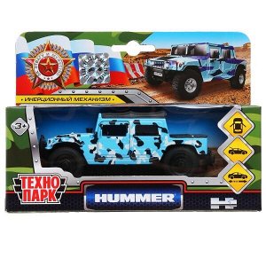 SB-18-09-H1-M(BLUE) Машина металл HUMMER h1 ПИКАП, 12 см, двери., багаж., инерц., кор. Технопарк в кор.2*24шт