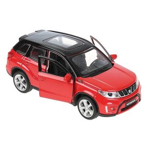 VITARA-12-RDBK Машина металл SUZUKI VITARA 12 см, двери, багаж, инерц, красн с черным, кор. Технопарк в кор.2*36шт