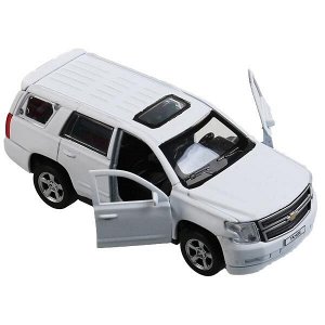 TAHOE-12FIL-WH Машина металл CHEVROLET TAHOE МАТОВЫЙ 12 см, двери, багаж, инер, белый, кор. Технопарк в кор.2*36шт