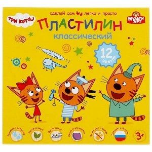 100MODCLAY-12-180G-TC Пластилин классический Три Кота 12 цв (180 г) MultiArt в кор.16шт