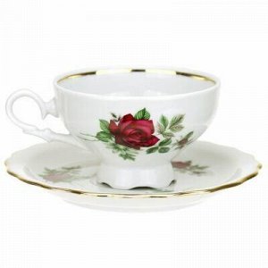 Сервиз чайный фарфоровый "Черная роза" 15 предметов на 6 пер
