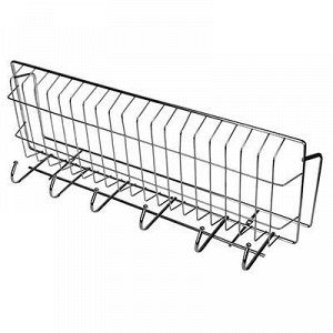 Полка хромированная прямоугольная 1-ярусная, с 6-ью крючками