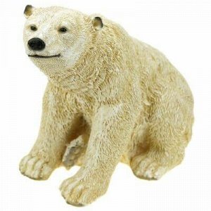 Скульптура-фигура для сада из полистоуна "Белый медведь сидя