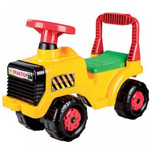Машинка детская пластмассовая "Трактор" 57х27х42см, желтый (
