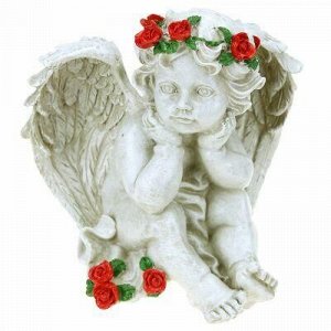 Скульптура-фигура для сада из полистоуна "Ангел с розами дум