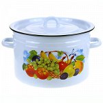 Кастрюля эмалированная 7,5л, цилиндрическая форма, металличе