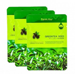 KR/ FarmStay Visible Difference Mask Sheet Green Tea Seed Маска-салфетка СЕМЕНА ЗЕЛЁНОГО ЧАЯ, 23мл