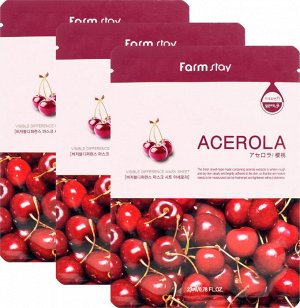 KR/ FarmStay Visible Difference Mask Sheet Acerola Маска-салфетка ВИШНЯ, 23мл