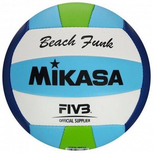 Мяч волейбольный пляжный MIKASA VXS-BFL, размер 5, синтетическая кожа (ТПУ), ВФВ, 18 панелей, машинная сшивка, бутиловая камера, цвет синий