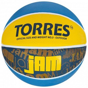 Мяч баскетбольный TORRES Jam, B0204, резина, клееный, 8 панелей.
