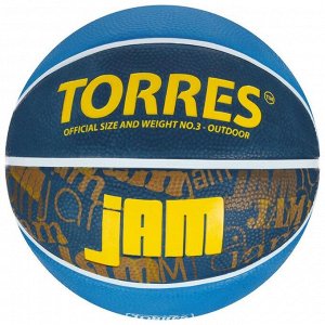 Мяч баскетбольный TORRES Jam, B0204, резина, клееный, 8 панелей.